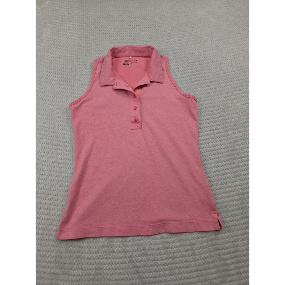 Nike Golf Shirt Womens Medium Pink Sleevless Polo Shirt Dri Fit Golf Sport
